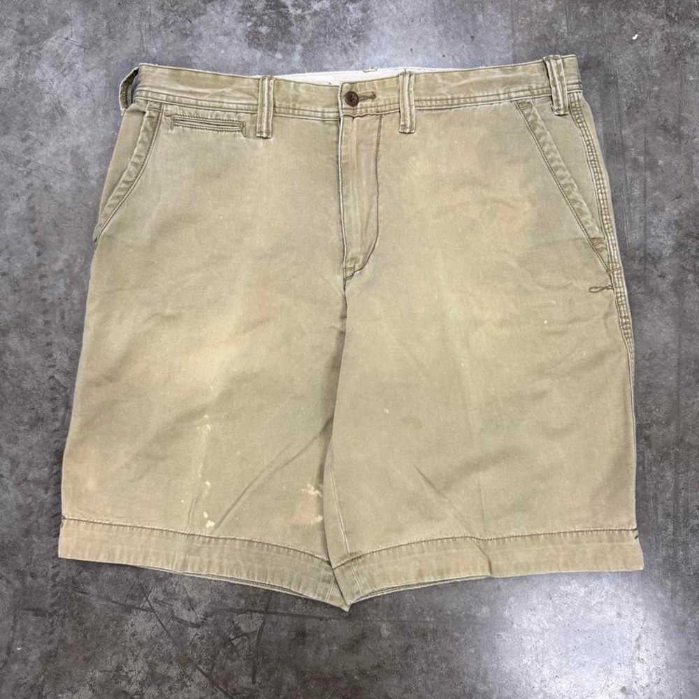 Polo Ralph Lauren Tan Faded Chino Shorts Mens 34 Vintage Y2K Khaki Cotton Twill